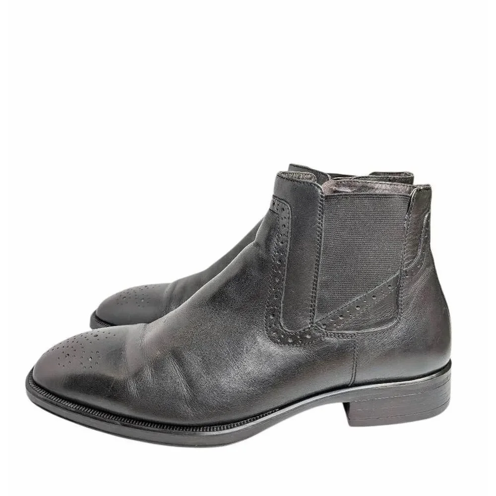 Johnston & Murphy Black leather Chelsea wingtip ankle boots mens 9